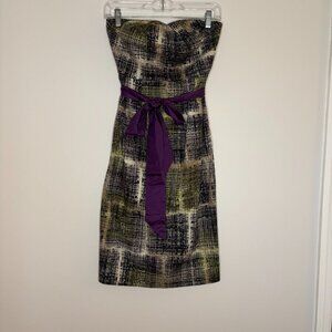 EDME & ESYLLTE Anthropologie 2 NEW Strapless Pencil Dress Tan Black Purple